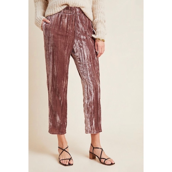 Anthropologie Pants - Tina + Jo Josephine Velvet Tapered Trousers Mauve